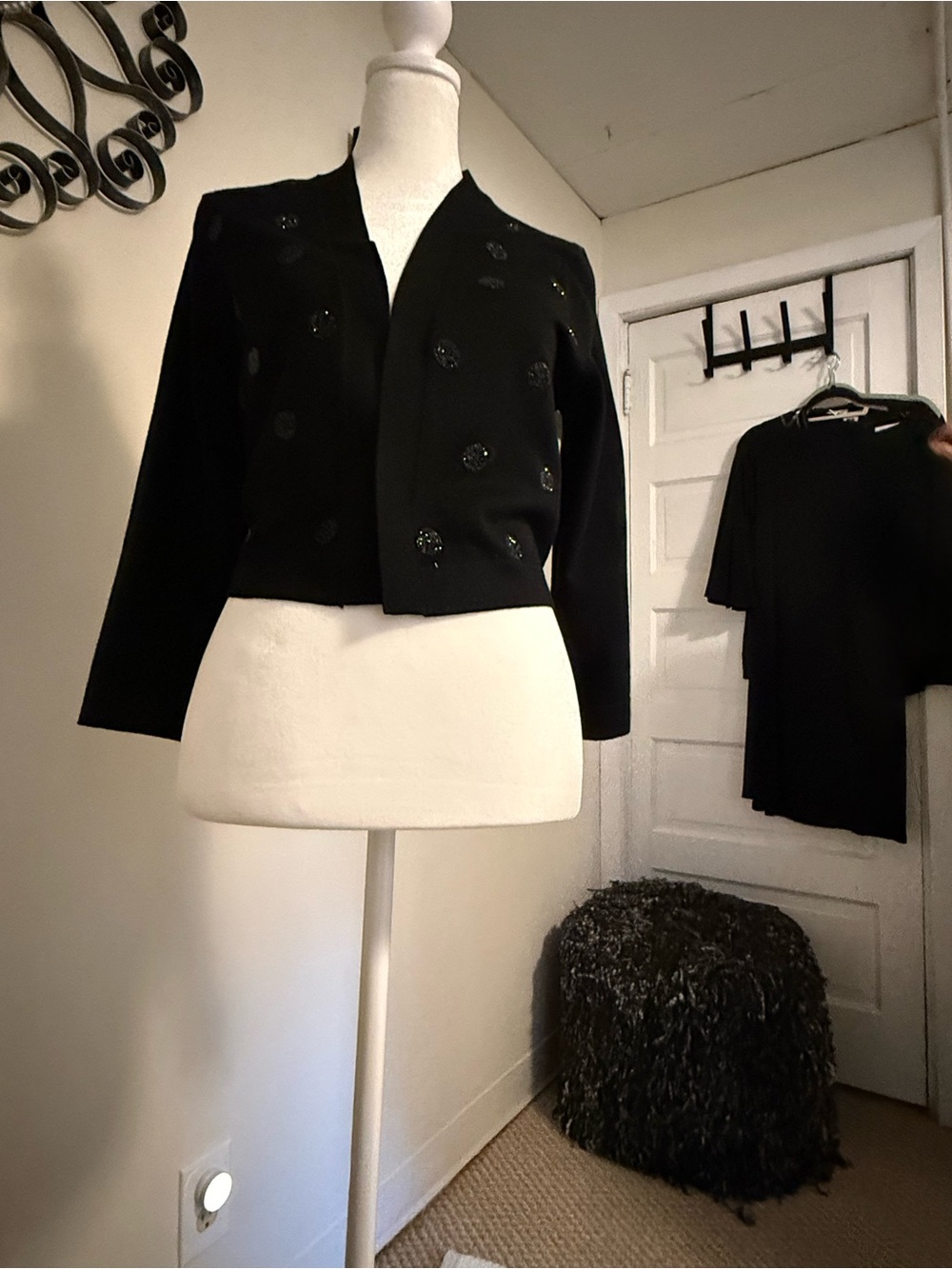Tommy Hilfiger Black Cropped Embellished Blazer
